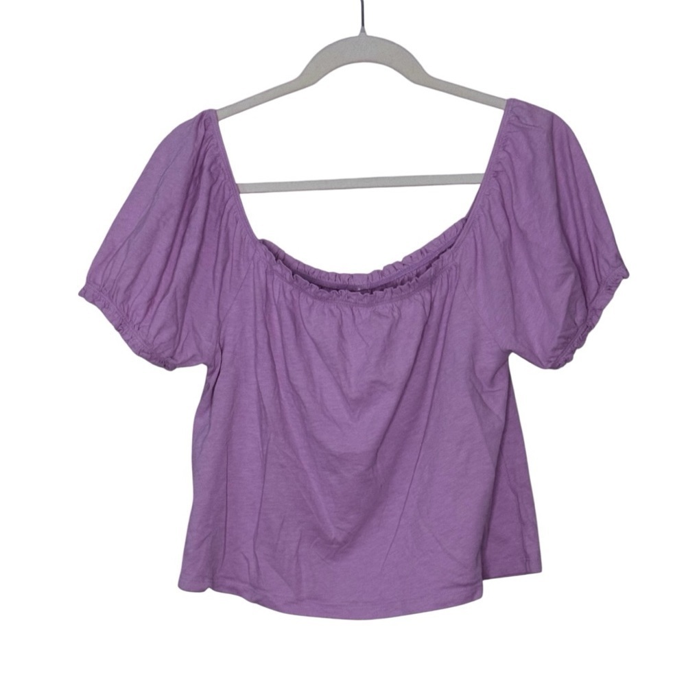 American Eagle Outfitter Pink Puff Sleeve Button up Blouse Top NWT M 100% Cotton - Picture 3 of 7